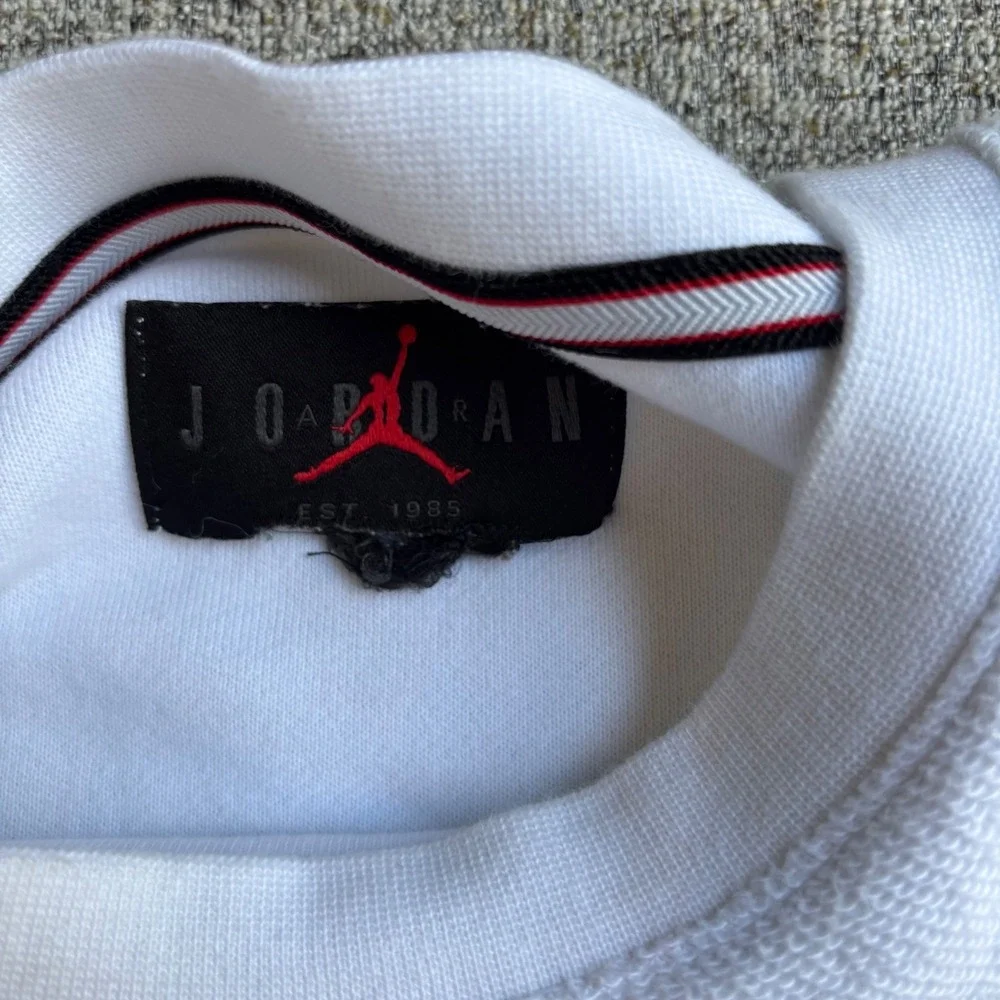 Jordan Sweatshirt Mens XL White Script Logo Textured Pullover FN4607-100